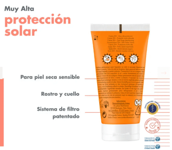 Protector solar ultra fluido matificante SPF 50+ Avène – 50 ml - Imagen 4